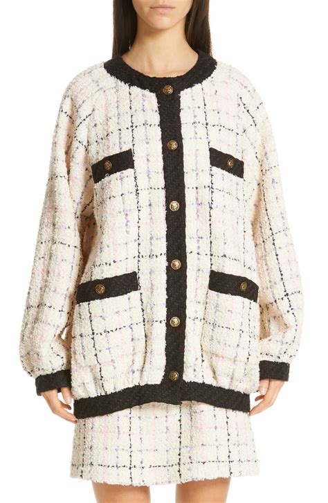 oversized tweed bomber jacket gucci|Gucci coats for women.